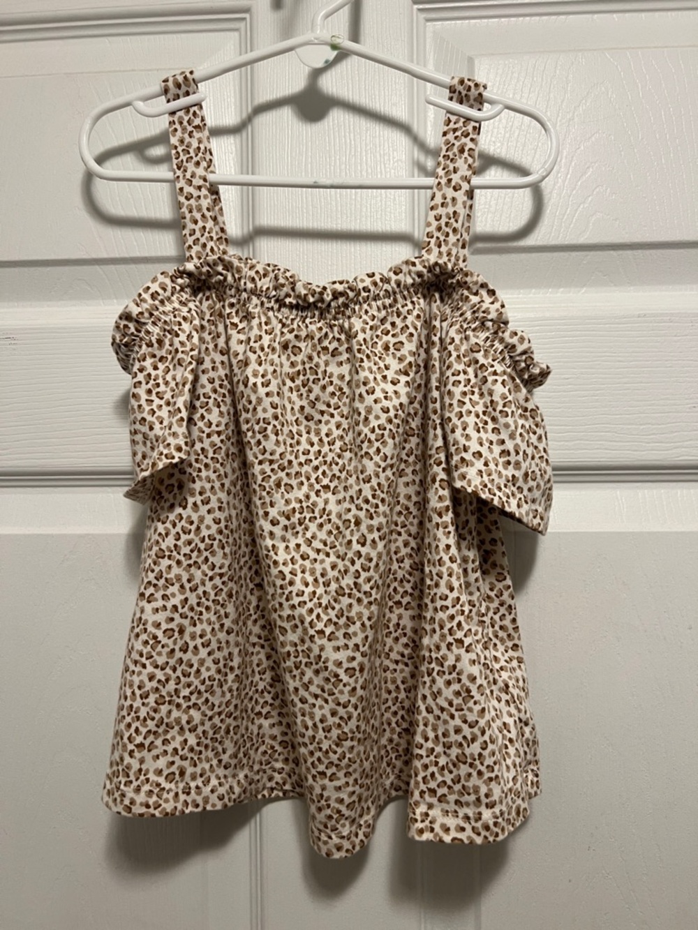 Old Navy Beige Leopard-Print Cold-Shoulder Tank